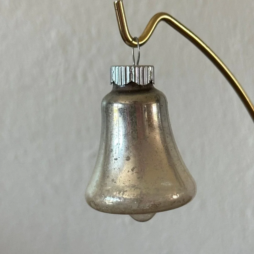 Vintage‎ Shiny Brite Price Cap 2'' Silver Bell Christmas Ornament USA